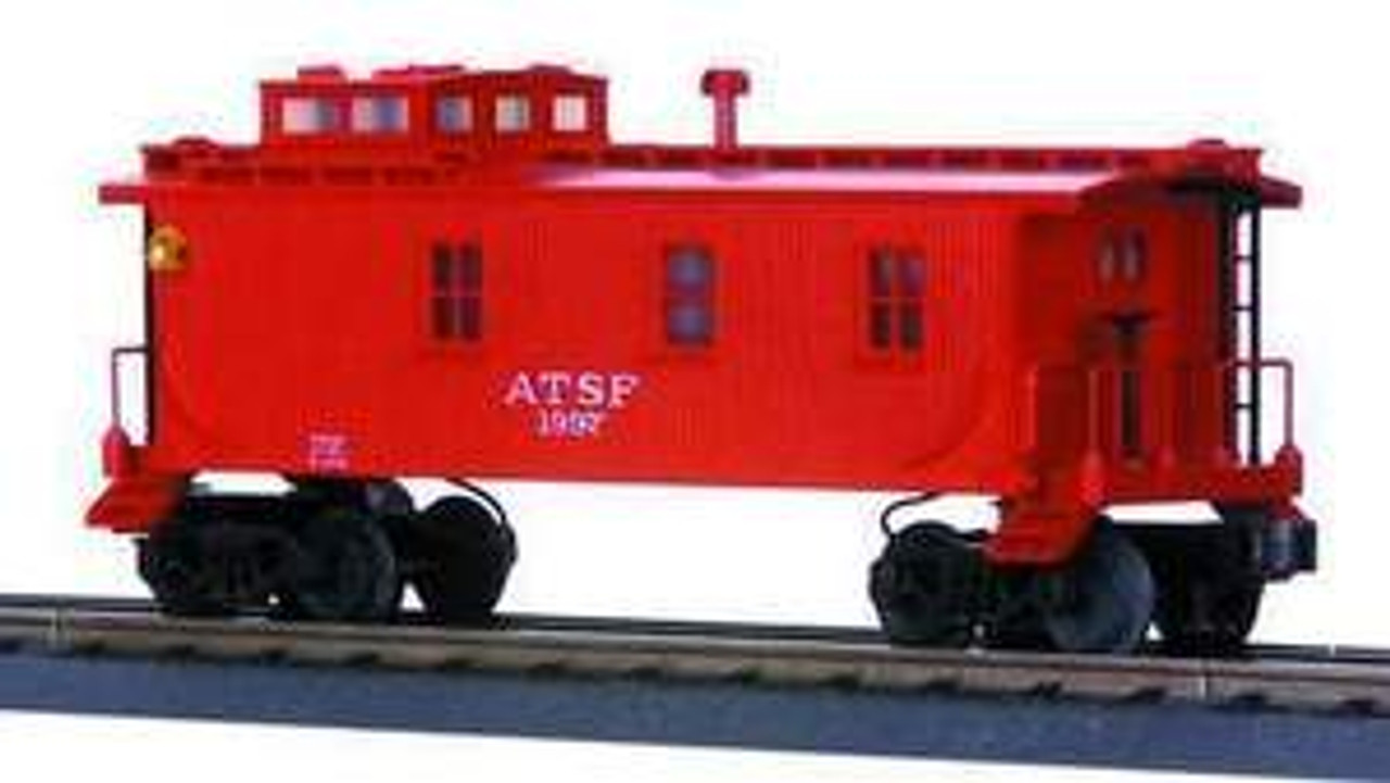 MTH Rail King Santa Fe Woodsided Caboose (bright red), 3 rail