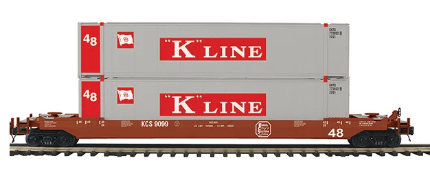 MTH Premier KCS husky stack cars with K line  containers, 3 rail