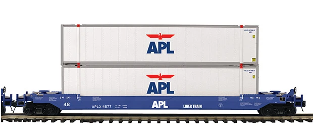MTH Premier APL husky stack cars with two APL containers , 3 rail