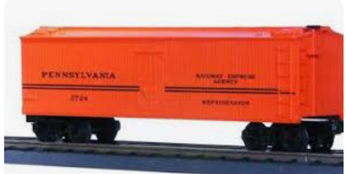 1995 MTH Rail King  PRR Semi-Scale woodsided  Reefer (orange), 3 rail, Like new condition