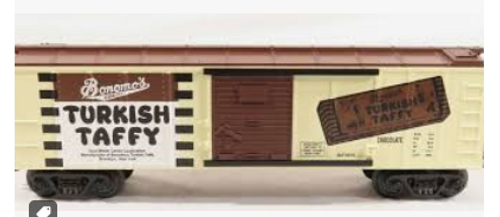 MTH Rail King semi scale Bonomo's Turkish Taffy  (brown) 40' Box Car, 3 rail