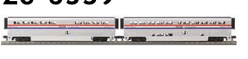 MTH Premier Amtk Superliner 3 stripe (Ph 3?)  ,   2 car passenger set, 3 rail , 