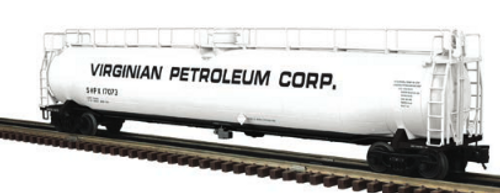 Pre-order for Atlas O  Virginian Petroleum  33,000 gallon fishbelly tank car, 3 rail or 2 rail