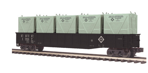 MTH Premier Erie  Gondola  w/ 5 LCL Containers, 3 rail