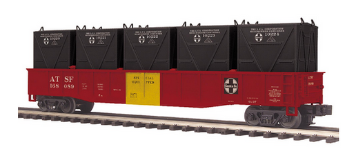 MTH Premier Santa Fe  Gondola  w/ 5 LCL Containers, 3 rail