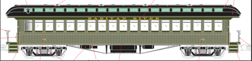 Pre-order for PDT exclusive MTH Premier Raritan River 64' woodside passenger coach, 3 rail 