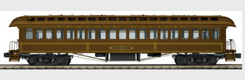 Pre-order for 4 car set of MTH Premier Central Pacific 1890's style wood 64' ..3 rail