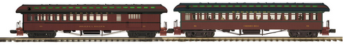 Pre-order for 2 car set of MTH Premier Strasburg 1890's style wood 64' passenger cars ..3 rail