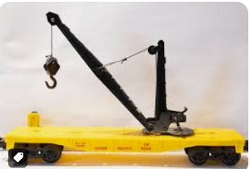 Lionel  semi-scale  flat car with derrick. 3 rail