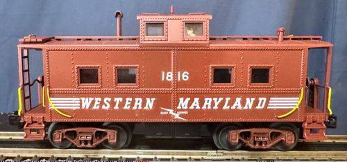 MTH Rail King scale Custom Painted WM  NE'rn  Style Caboose (brown) 3 rail