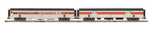 MTH Premier NH (orange/silver)   2 car streamlined  (ribbed side)  baggage and coach  set, 3 rail