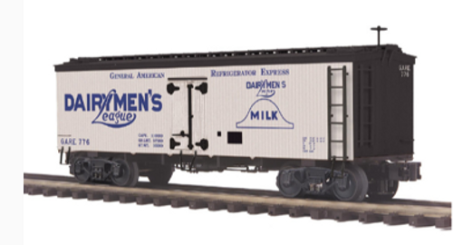Pre-order for MTH Premier Dairymens League  36'' wood reefer, 3 rail or 2 rail