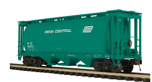Pre-order for MTH Premier  Penn Central  3 bay cylindrical  covered hopper car, 3 rail