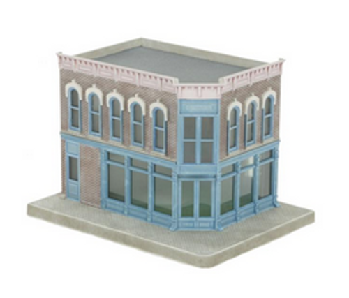 MTH  Weathered Christmas Store  2 story corner store building w/blinking sign