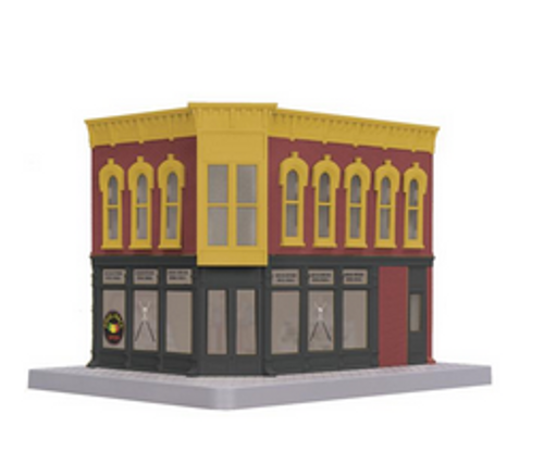 MTH  Pool Hall 2 story corner store building w/blinking sign