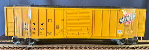 Weaver CNW (yellow).  50' ACF  box car, 3 rail or 2 rail