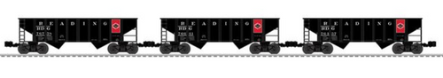 Pre-order for Lionscale  Pack of 3 Reading (Anthracite) 2 bay Ribbed Side hopper cars,  3 rail,Convertable to 2 Rail