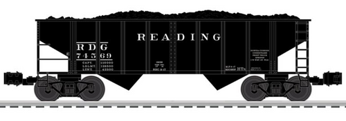 Pre-order for Lionscale  Pack of 3 Reading (Black) 2 bay Ribbed Side hopper cars,  3 rail,Convertable to 2 Rail