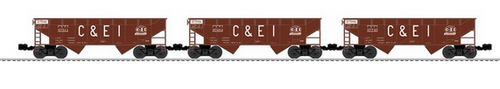 Pre-order for Lionscale (fmr weaver) 3 car set of C&EI  (tuscan) 2 bay offset hopper car , 3 rail convertible to 2 rail