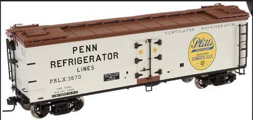 Atlas O Special run Pitts Ginger ale 40' wood reefer, 3 rail or 2 rail