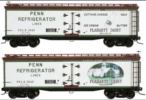 Atlas O  Special Run Flaharty Dairy  40'  wood reefer,  3 rail or 2 rail