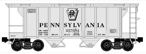 Pre-order for RMT PRR PS-2 Style 2 Bay Covered hopper car , 3 rail.
