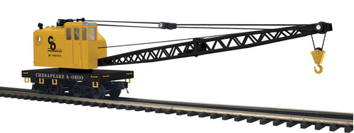 Pre-order for MTH Premier Chesapeake & Ohio American Crane car with Matching 60' flat car, 3 rail