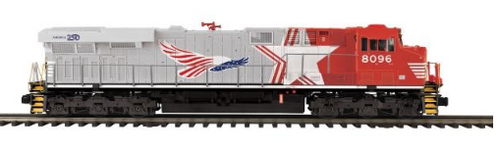 Pre-order for MTH Premier  NS #8096  America 250th Aniv. ES-44 ,(red/gray)  3 rail or 2 rail