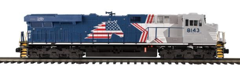 Pre-order for MTH Premier  NS  #8143 America 250th Aniv. ES-44 ,(blue/gray)  3 rail or 2 rail