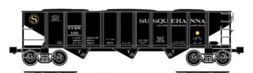 Case  of 6 RMT Susquehanna 3 bay 70-ton hopper car , 3 rail, Shipping Sept 4th