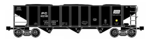 Case of 6 RMT PC 3 bay 70-ton hopper car , 3 rail, Shipping Sept 4th
