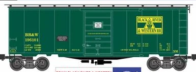 Case of 6 RMT BR&W  40' steel box cars , 3 rail.