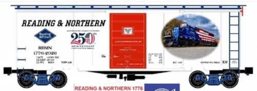 Case of 6 RMT RBMNN 250th Anniv. 40' Steel Box car , 3 rail, Shipping Sept 4th