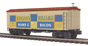 MTH Premier Kingan's Reliable 36' wood reefer,  3 rail