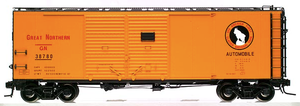Atlas O GN (orange) 1937 style 40' Double door  steel box car, 3 rail or 2 rail