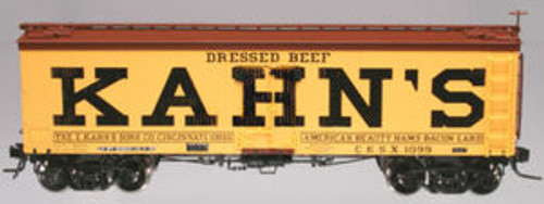 Atlas O  Kahn's  (large letters)  36' wood reefer,  3 rail or 2 rail