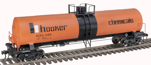 Atlas O Hooker chem (orange) 17,360 gallon  tank car, 3 or 2 rail