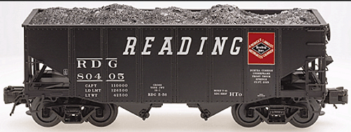 Atlas O Reading   2 Bay Fishbelly Hopper (speed letters), 3 rail