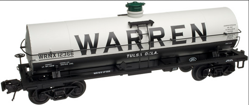 Atlas O Warren Petroleum ( light gray/black) 11,000 gal tank car, 3 rail or 2 rail