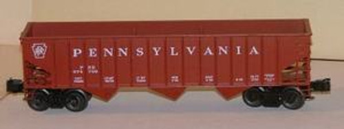 Weaver PRR 3 bay ribbed hopper car, oxide red, plain keystone, small numbers