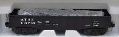 MTH Railking semi-scale Santa Fe gondola with I beam load, 3 rail
