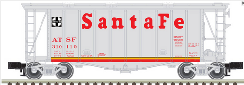 Atlas O Santa Fe  (silver/red) Airslide Covered Hopper, 3 rail or 2 rail
