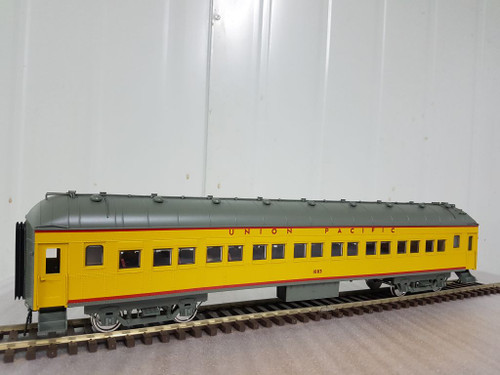 Golden Gate Depot UP yellow 70' ( harriman style) coach car , 3 rail 