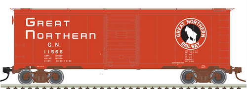 Atlas O GN (red, block letters) AAR  (1937 style )   40' box  car, 3 rail or 2 rail