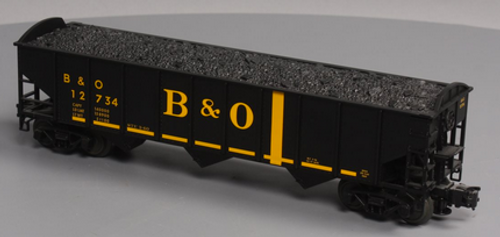 Atlas O B&O (yellow letters & stripe) 3 bay 40' open top hopper car, 3 rail or 2 rail