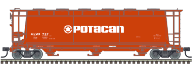 Atlas O Potacan cylindrical covered hopper car, 3 rail or 2 rail