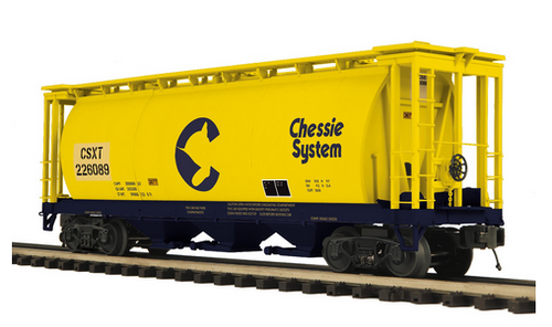 Pre-order for MTH Premier  Chessie  3 bay cylindrical  covered hopper car, 3 rail