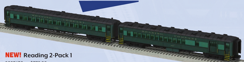 Pre-order for Lionel  O gauge Reading  set of 2 commuter passenger cars, (set #1)