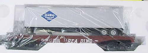 MTH Railking  Reading Flat Car with Trailer, 3 rail