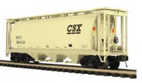 MTH Premier  CSX   Cylindrical  3 bay  covered hopper car, 3 rail